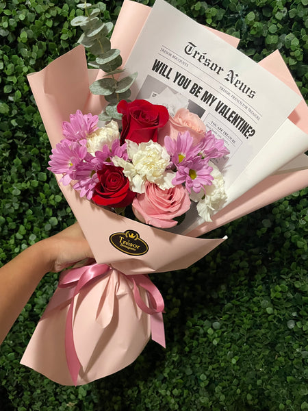 Valentine's Day Love on the Print Newspaper Bouquet