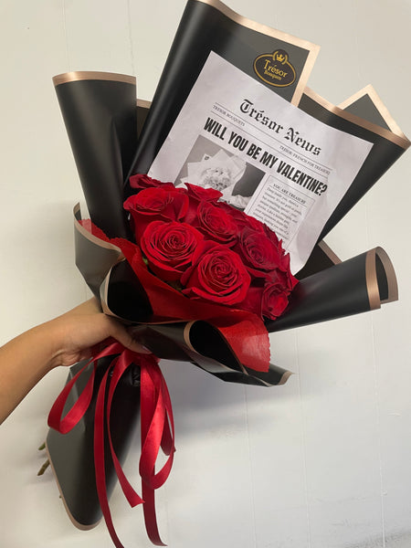 Valentine's Day Love on the Print Newspaper Bouquet
